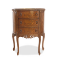 Antique French Louis XV Demilune Marquetry Inlaid Marble Top Side Table & Nightstand