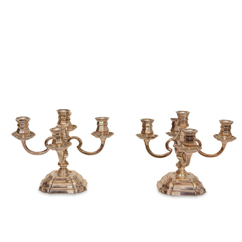 Antique Silver 5 Candle Candelabra, Pair 19thC
