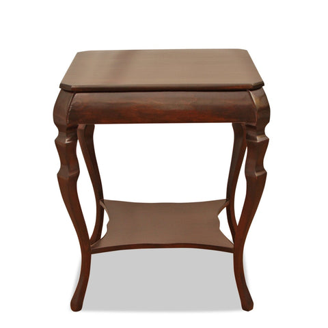 Antique Solid Mahogany Queen Anne Parlor Two Tier Side Table