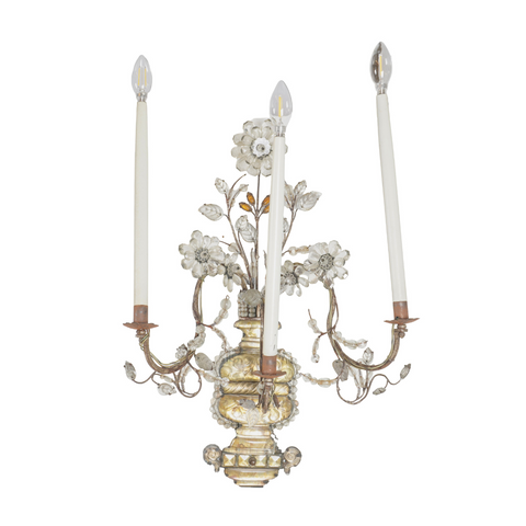 Antique Maison Baguès French Silver Leaf Large Sconce C1920s