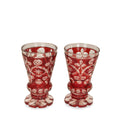 BOHEMIAN RUBY CUT CLEAR GLASS VASE, Pair