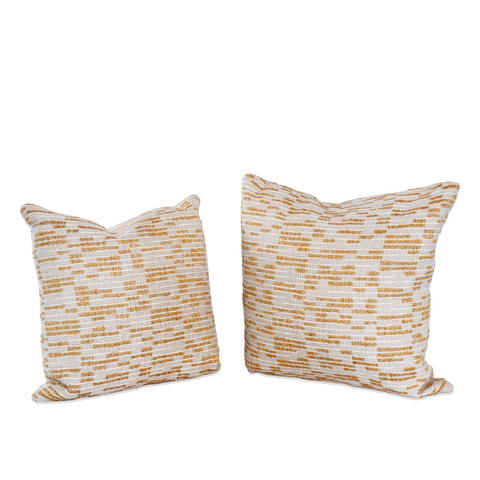 Bohemian Embroidered Gold Decorative Pillows, Set of 2