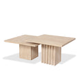 CB2 Carve 2-Piece Travertine Cocktail Table Set