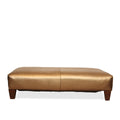 Custom Modern NY Gold Leather Cocktail Ottoman with Tapered Block Legs