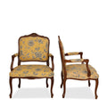 French Vintage Walnut Louis XV Armchairs, Pair