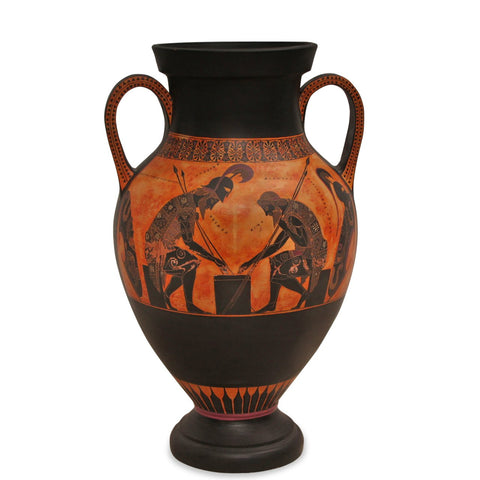 Greek Handmade Pottery Achilles Ajax Playing Pessous