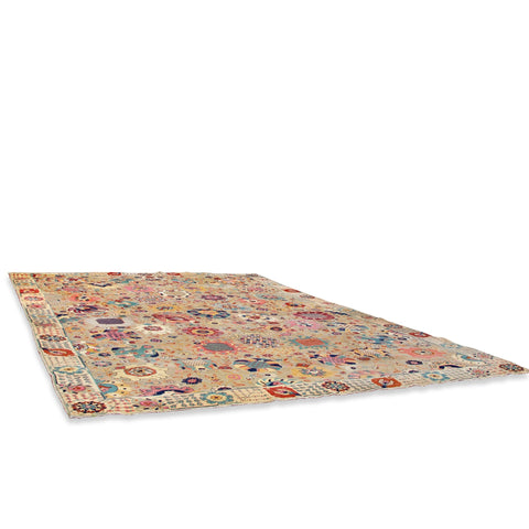 Hand Knotted Oushak Heriz Tribal Geometric Carpet (10 ft 5 in x 15 ft 9 in)