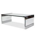 Vintage Leon Rosen Nickel and Glass Waterfall Coffee Table for Pace