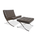 Knoll Barcelona Leather Chair and Ottoman Designed by Ludwig Mies van der Rohe