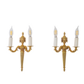 Luminaire d'Art French Empire Louis XVI Style Double Arm Cast Brass Sconces, Pair of