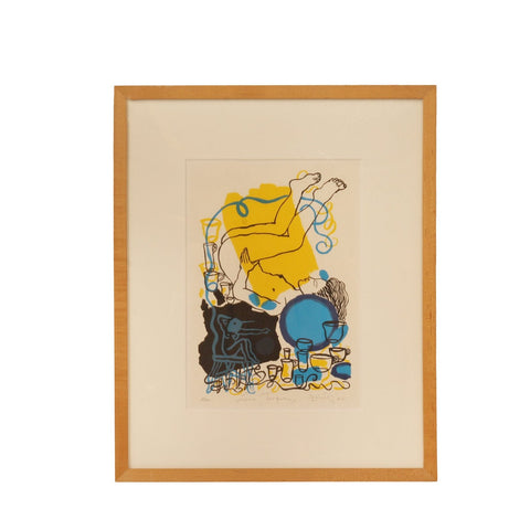 Luna Turquesa Framed Lithograph, Pencil Signed, Dated, Numbered