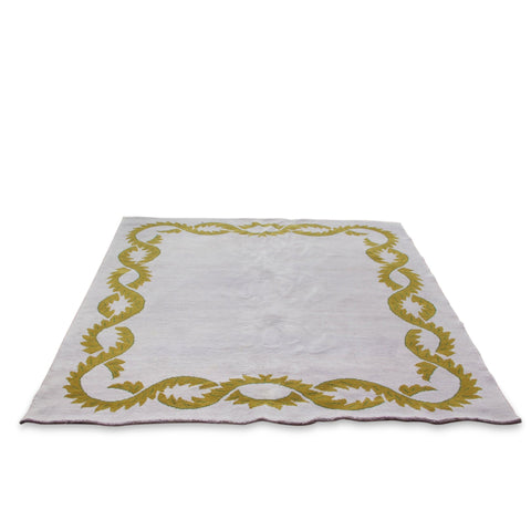 Nordic Knots Art Deco Style Carpet with Vine & Wreath Border by Campbell Rey (8 ft x 10 ft)