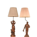 Pair of Vintage French Auguste Moreau Bronze Sculpture Table Lamps