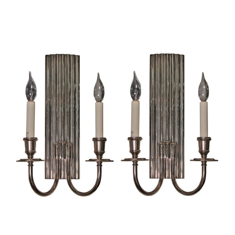 Pair of Vintage Nickel Plated Sconces