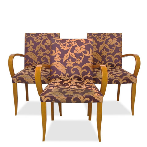 Set of 3 Dakota Jackson PFM MCM Upholstered Club Chairs or Dining Armchairs