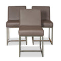 Set of 3 Emery Leather Dining Side Chairs