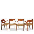 Set of 4 Møller Model 55 Teak and Papercord Armchairs