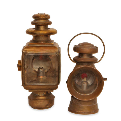 Set of Antique  Bleriot & Lucas Burbury Oil Illuminated Side Lamp