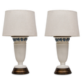 Pair of Wedgwood Style Blue and White Lamps