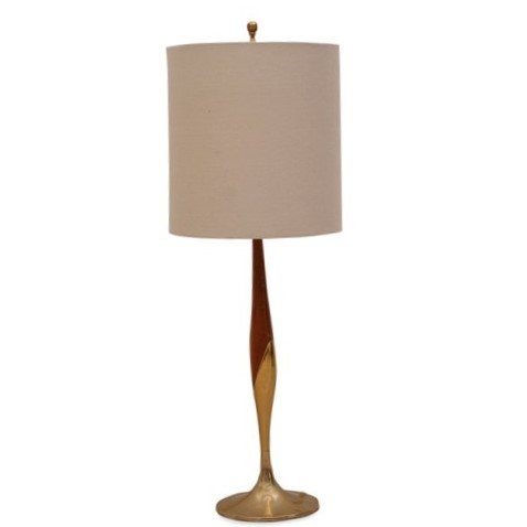 Vintage MCM Laurel Lighting Walnut Brass Table Lamp