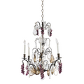 Vintage Italian Wrought Iron with Amethyst Crystals Chandelier