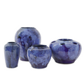 Vintage McCoy Drip Glaze Cobalt Blue Onyx Art Pottery Collection, Set of 4