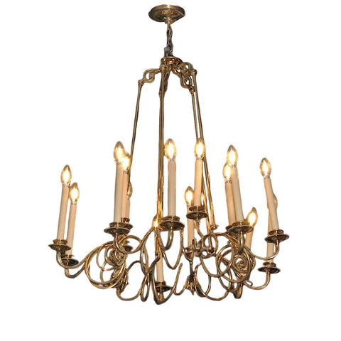 Vintage Brass 14 Light Chandelier 20thC