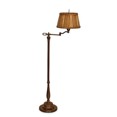 Vintage Brass Copper and Bronze Swing Arm Floor Lamp