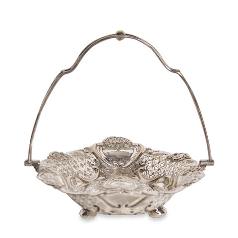 Antique EPNS Silver Plated Fruit Bowl with Handle