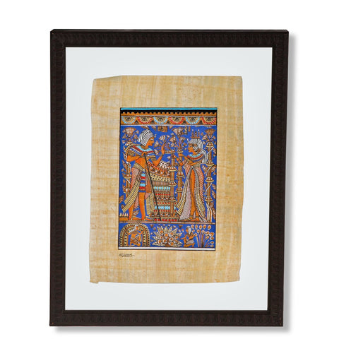 Vintage Egyptian Hieroglyphic Artwork on Sheer Linen by Essam
