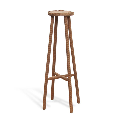 Vintage French Frida Minet Turned Oak Pedestal or Plant Stand C1950s