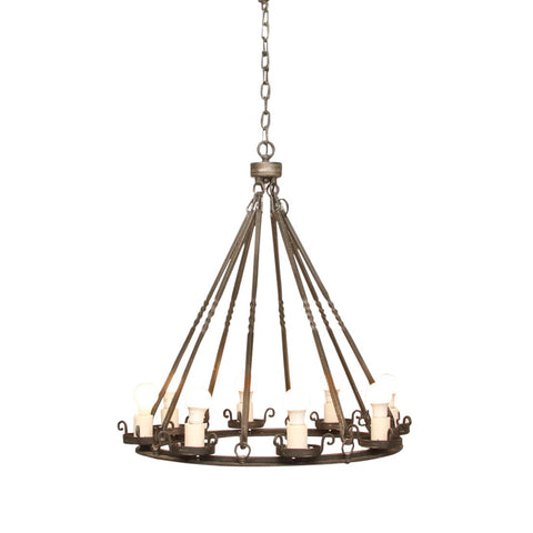 Vintage French Provincial Wrought Iron Chandelier