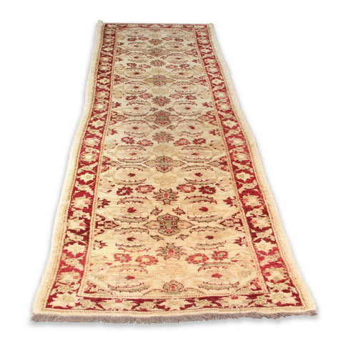 Vintage Handknotted Peshawar Ziegler Runner Carpet (9 ft x 5 ft)