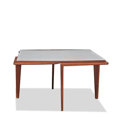 Vintage Italian Gio Ponti Style Coffee Table with Formica Top and Sculptural Walnut Frame C1950s