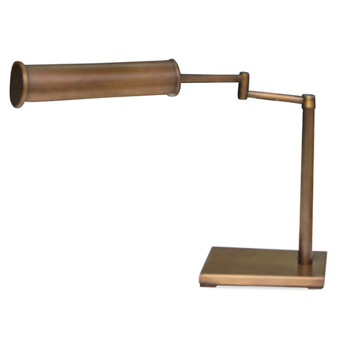 Vintage Walter Von Nessen Brass Swing Arm Table Lamp with Adjustable Cylindrical Shade