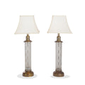 Vintage Fine Crystal and Brass Table Lamps, Pair of