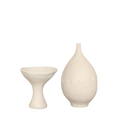 Modernist Urn-White Plaster & Modernist Vase-White Plaster, Set of 2